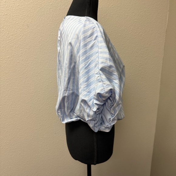 Gianni Bini Blue White Stripe Blouse Dolman Sleeve Lined Top Large Chic - Picture 6 of 10